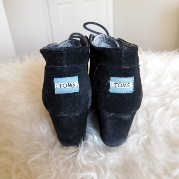 Toms Black Heeled Wedges Booties Size 7.5 - Picture 3 of 7